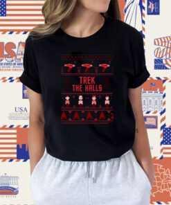Trek The Halls Logo Christmas Star Trek Tee Shirt