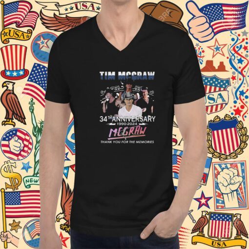 Tim Mcgraw 34th Anniversary 1990 – 2024 Thank You For The Memories T Shirt