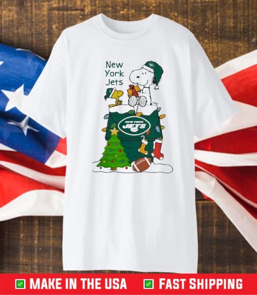 New York Jets Peanuts Snoopy And Woodstock Merry Christmas 2023 T-Shirt