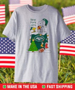 New York Jets Peanuts Snoopy And Woodstock Merry Christmas 2023 T-Shirt