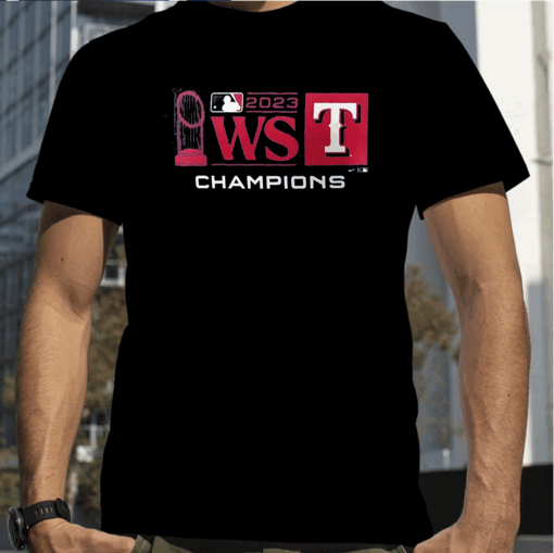 Texas Rangers Nike 2023 World Series Champions Trophy Lock Up T-Shirt