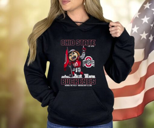 Ohio State Est 1870 Buckeyes Across The Field Buckeye Battle Cry Hoodie