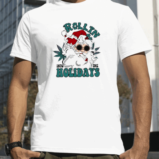 Rollin Into The Holidays Smoker Santa T-Shirt