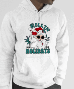 Rollin Into The Holidays Smoker Santa Hoodie Shirt