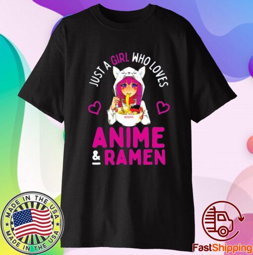 Just A Girl Who Loves Anime And Ramen Bowl Japanese Girls T-Shirt
