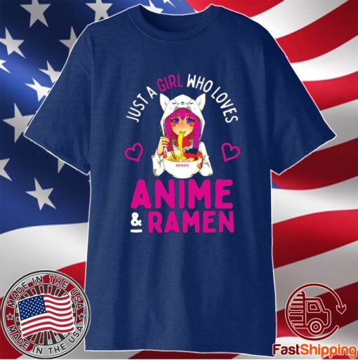 Just A Girl Who Loves Anime And Ramen Bowl Japanese Girls T-Shirt