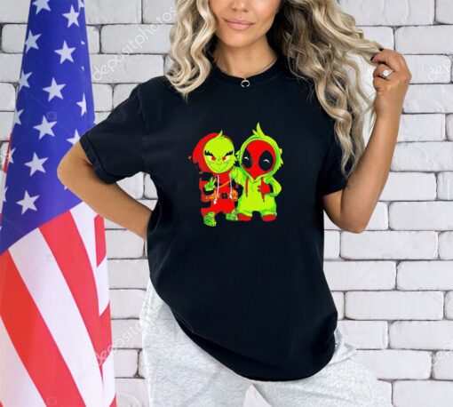 Baby Grinch and Deadpool chibi shirt