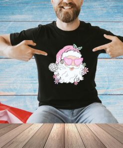 Santa Claus pink snowflakes Christmas shirt