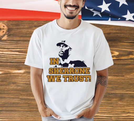 Sherrone Moore, In Sherrone We Trust, Shirt, T-Shirt, Clothing, Apparel, Graphic Tee, Graphic T-Shirt, Menswear, Mens Clothing, Mens Apparel