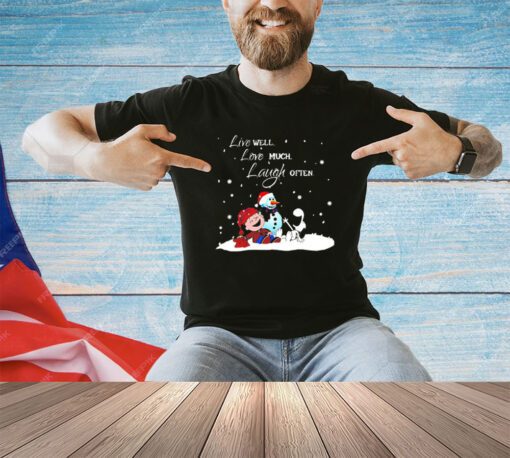 Snoopy and Charlie Brown live well love much laugh often Christmas shirt