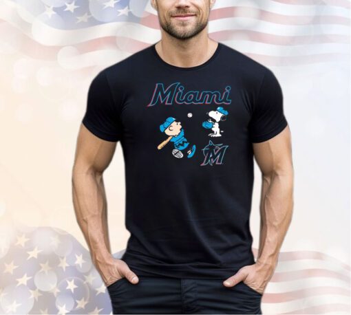 Peanuts Charlie Brown And Snoopy Playing Baseball Miami Marlins shirt