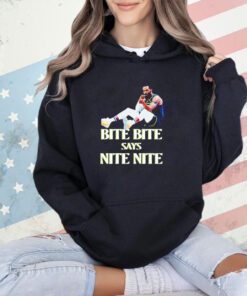 Emily Egnatzzz wearing bite bite says nite nite T-shirt