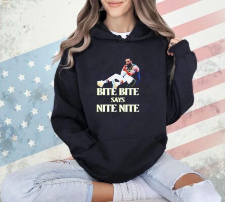 Emily Egnatzzz wearing bite bite says nite nite T-shirt