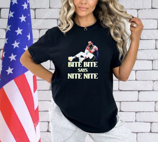 Emily Egnatzzz wearing bite bite says nite nite T-shirt