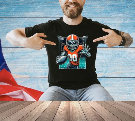 Football Space Alien UFO Playing Football Ball Alien Lovers T-Shirt