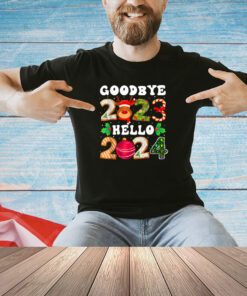 Goodbye 2023 Hello 2024 Happy New Year Funny Christmas Xmas Shirt