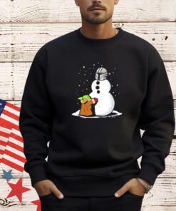 Grogu Star Wars building a Din Djarin the best Snowman in the Parsec shirt