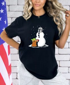 Grogu Star Wars building a Din Djarin the best Snowman in the Parsec shirt