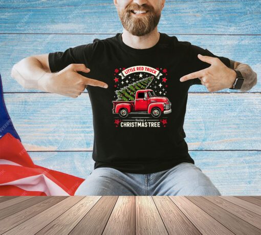 Little Red Truck Hauling A Christmas Tree T-Shirt