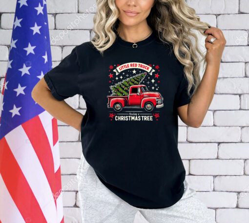 Little Red Truck Hauling A Christmas Tree T-Shirt