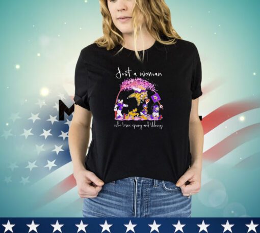 Mickey Mouse and friends Minnesota Vikings just a woman who loves spring and Vikings shirt