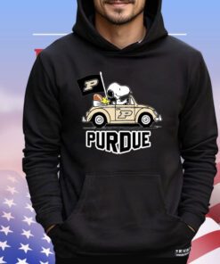 Snoopy and Woodstock Driving Car Purdue Boilermakers New Hoodie