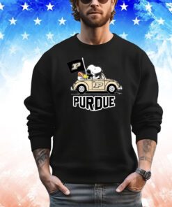 Snoopy and Woodstock Driving Car Purdue Boilermakers New Sweatshirt