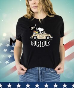 Snoopy and Woodstock Driving Car Purdue Boilermakers New Womens Shirt