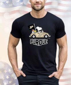 Snoopy and Woodstock Driving Car Purdue Boilermakers New Shirt
