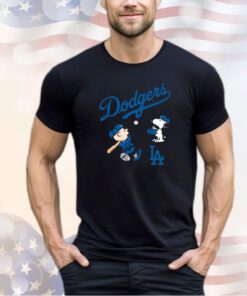 Peanuts Charlie Brown And Snoopy Playing Baseball Los Angeles Dodgers shirt