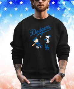 Peanuts Charlie Brown And Snoopy Playing Baseball Los Angeles Dodgers shirt