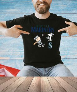 Peanuts Charlie Brown And Snoopy Playing Baseball Seattle Mariners T-shirt