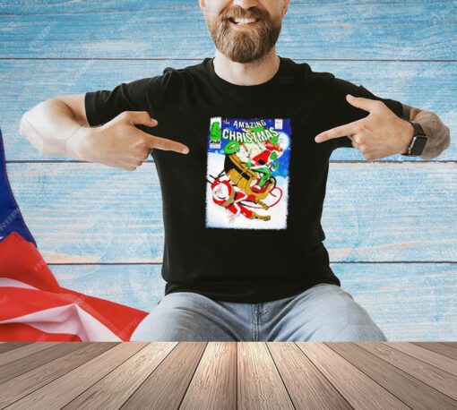 The Grinch and Santa Claus the amazing Christmas comic T-shirt