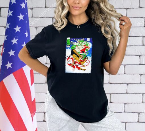 The Grinch and Santa Claus the amazing Christmas comic T-shirt