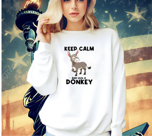 Keep calm and hug a donkey cartoon T-shirt