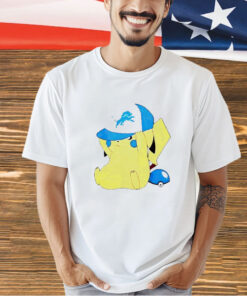 NFL Pikachu wearing Detroit Lions hat T-shirt