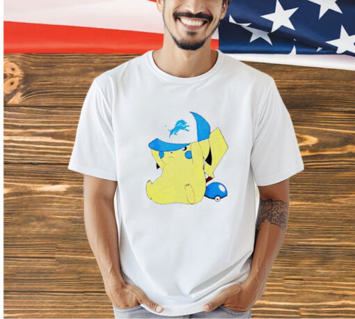 NFL Pikachu wearing Detroit Lions hat T-shirt