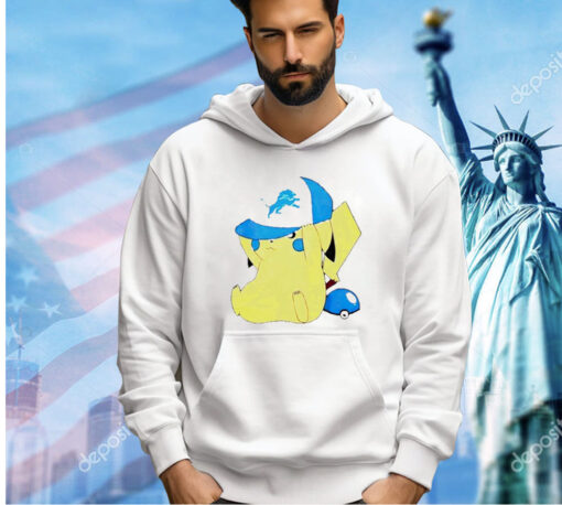 NFL Pikachu wearing Detroit Lions hat T-shirt