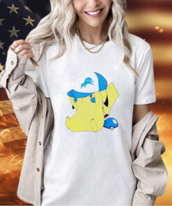 NFL Pikachu wearing Detroit Lions hat T-shirt