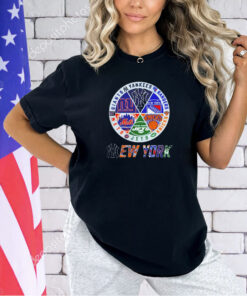 New York Giants New York Yankees New York Rangers New York Knicks New York Jets New York Mets logo T-shirt