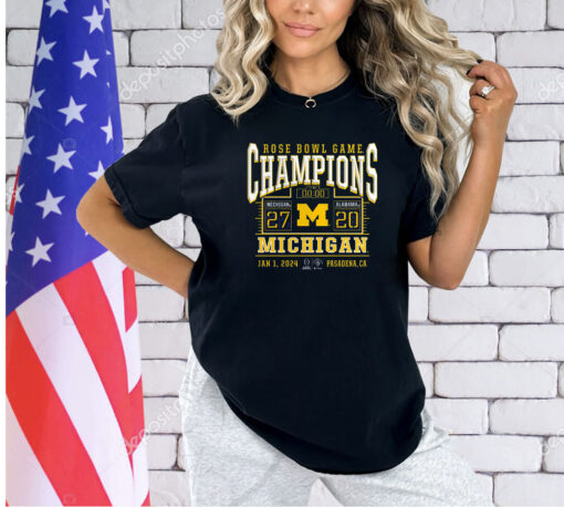 Rose Bowl Game Champions Michigan 27-20 Alabama Jan 1 2024 Pasadena Ca T-Shirt