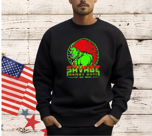 Savage Beast Gym Blanka Street Fighter est 1991 Brazil T-shirt