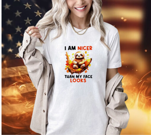 Sloth I am nicer than my face looks T-shirt