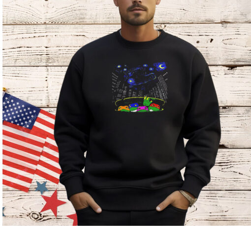 Teenage Mutant Ninja Turtles X Van Gogh’s Starry Night starry city night T-shirt