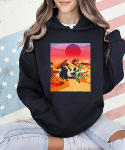 Dune and Beetlejuice a Fremen riding a Saturn sandworm Wormrider shirt