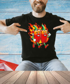 Hot peppers a happy couple of chili peppers shirt