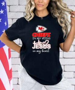 Kansas City Chiefs in my veins Jesus in my heart T-shirt