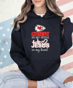 Kansas City Chiefs in my veins Jesus in my heart T-shirt