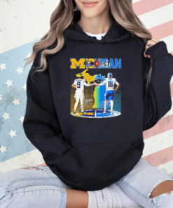 Michigan J.J. Mccarthy and Jared Goff Michigan signatures T-shirt