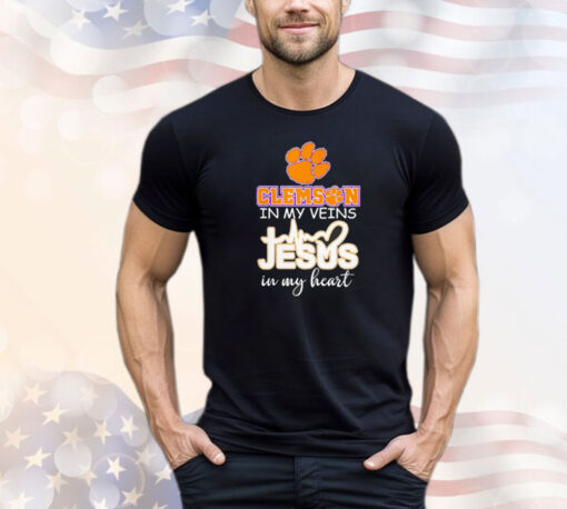 Top Clemson Tigers in my veins Jesus in my heart shirt